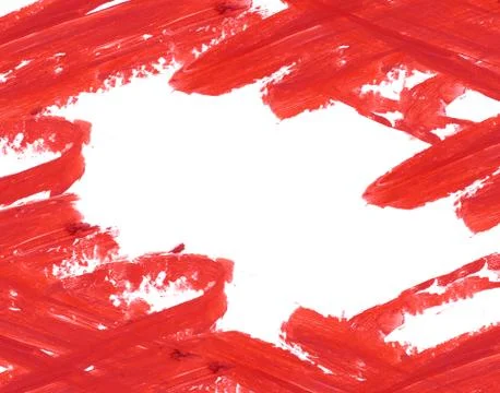 Red lipstick smeared frame. Border background. Make up. Stock Photos