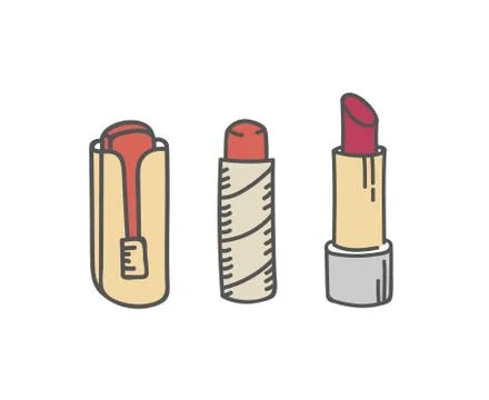 Red lipstick tubes set Stock Illustration