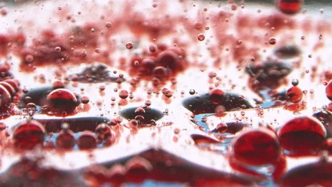 Red liquid background with drops Stock Footage 132188515