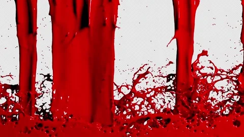 Red liquid blood flows on transparent background with alpha channel. Stock-Footage 327915532