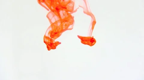 Red Liquid Color Slowly Fall Down Front Center Screen Clear White Background Stock Footage 12411184