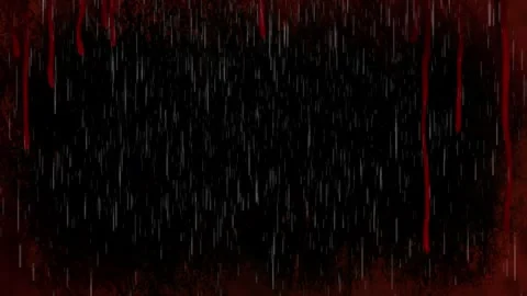 Red liquid dripping down a dark textured surface with falling rain overlay in a Stock Footage 338438970