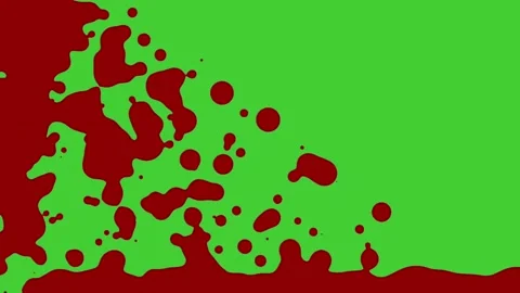 Red liquid falling from corner on vivid green screen background Stock Footage 314615278