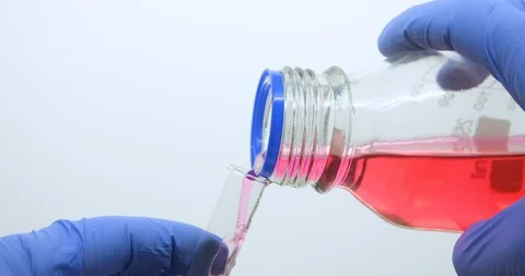 Red liquid flask test tube Stock Footage 110799187