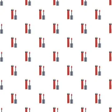 Red liquid lipstick applicator makeup beauty pattern Stock Illustration