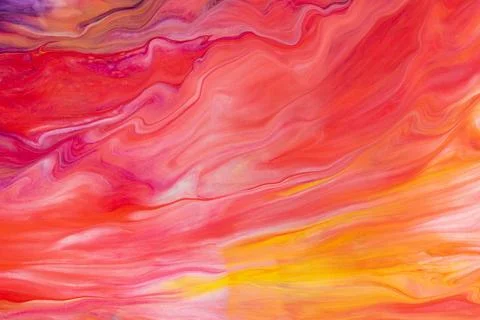 Red liquid marble background DIY aesthetic flowing texture experimental art Stock Photos