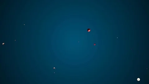 Red liquid metal water bubble floating up in space digital animation background Video stock 101654048