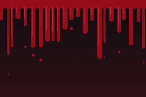 Red liquid paint dripping from top over dark background creating blood spla.. Ilustração Stock