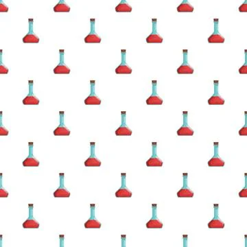 Red liquid potion bottles seamless pattern background Illustrazione stock