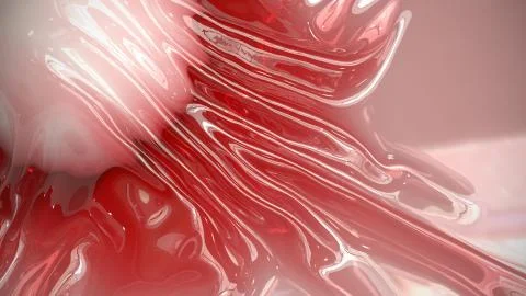 The red liquid smooth ripple shape see through white pearl under in abstract  Stock Illustration