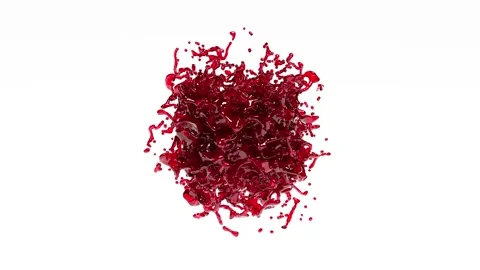 Red liquid splash on white bg able to loop endless Stock Footage 297706062