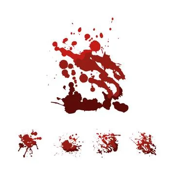 Red liquid splatter set with various drops Stock Illustration
