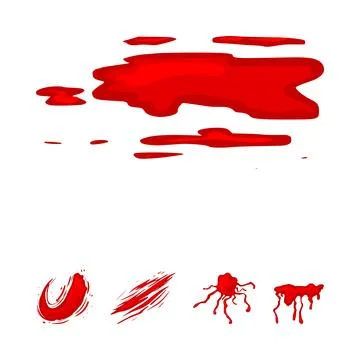 Red liquid splatters dripping creating horror effect Stock Illustration