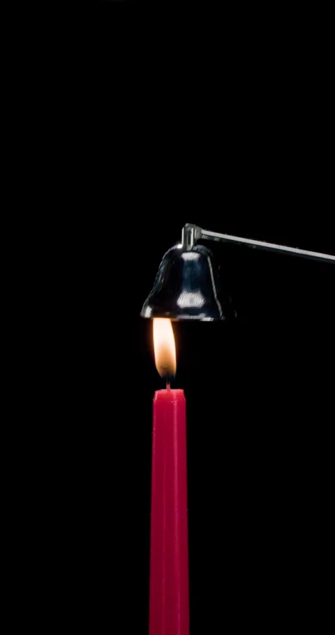 Red lit candle, snuffed out flame, dissipating smoke (Vertical 4K) Stock Footage 327866770