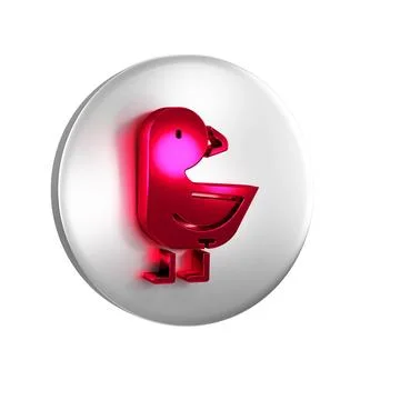 Red Little chick icon isolated on transparent background. Silver circle butto 库存插图