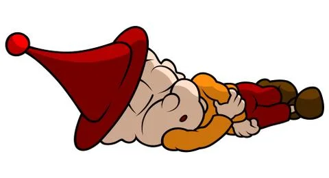 Red Little Elf Sleeping Stock Illustration