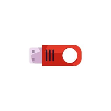 Red little flash drive with round hole flat style, vector illustration Stock Illustration