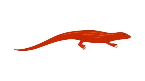 Red little lizard side view. Vector flat illustration of reptile isolated on Stock Illustration
