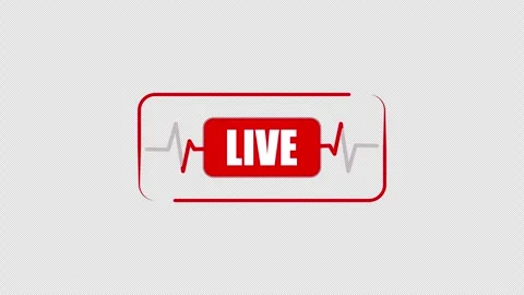 A red live broadcast label with heartbeat line Stock Footage 337079362