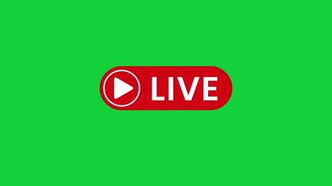 A red Live button displaying a live stream animation on a green background Stock Footage 310220197