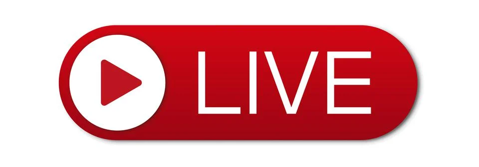 Red live button on a white background. Live symbol, badge, sign, label, sticker Stock Illustration