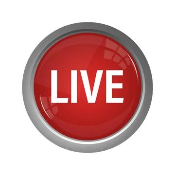 Red live button on white background. 3d illustration. Social media element Stockillustratie