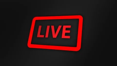 Red "LIVE" Sign Blinking Light on Black Screen. Broadcast Studio on Live Light Stock Footage 118210617