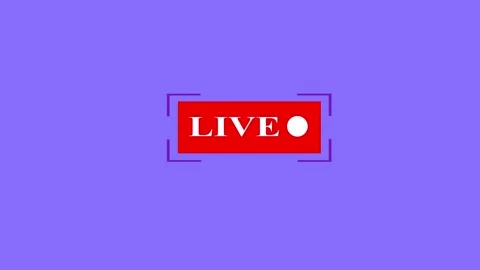 Red live streaming badge with white circle and play button Vidéo 333782269