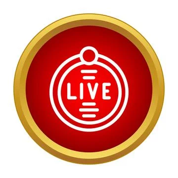 Red live streaming broadcast button icon graphic Stock Illustration