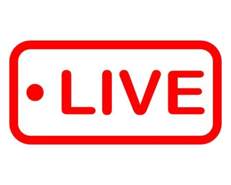 Red live streaming broadcasting logo icon isolated on white background Stock Illustration