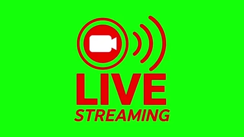 Red Live Streaming Sign Animation with Camera Icon and Signal Waves Stock Footage 340376663