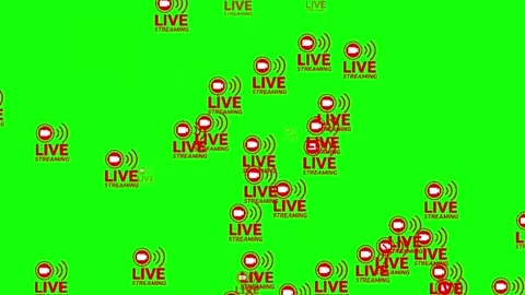 Red Live Streaming Sign Animation with Camera Icon and Signal Waves Stock Footage 340377896