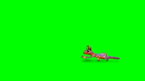Red lizard with backpack runs on green screen adventure Stock Footage 289212908