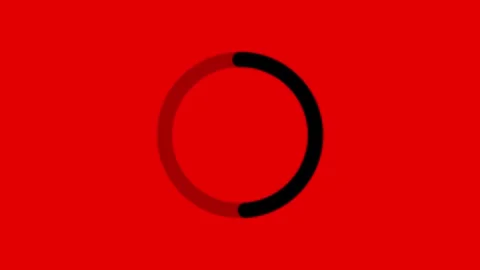 Red loading circle progress bar animation with black segment on solid red b.. Video stock 340444397