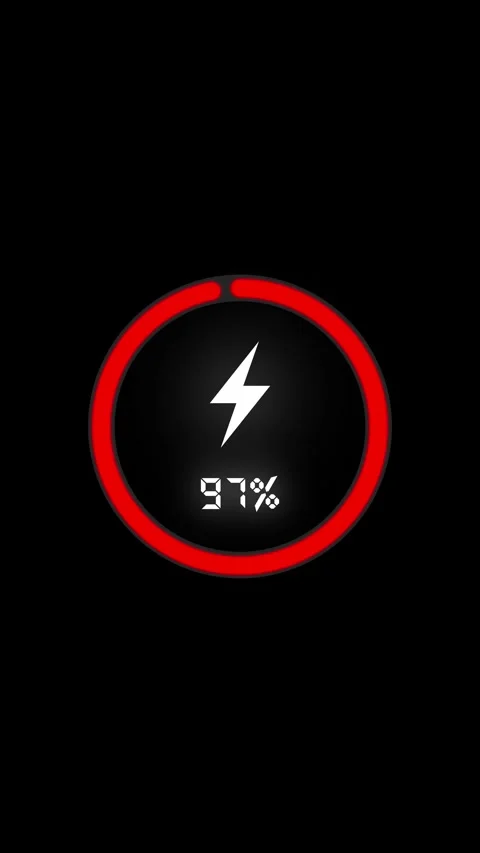 Red Loading screen at 100%, screen cell phone display while charging batter.. Stock Footage 322966566