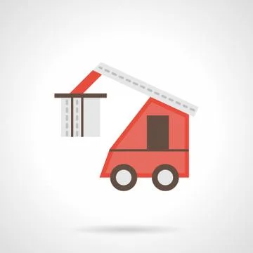Red loading truck flat color vector icon Stock Illustration