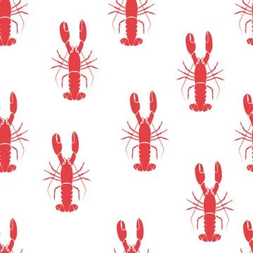 Red lobster seamless pattern Stock Illustration
