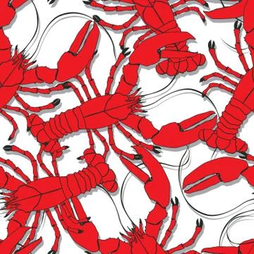 Red lobsters pattern 스톡 일러스트