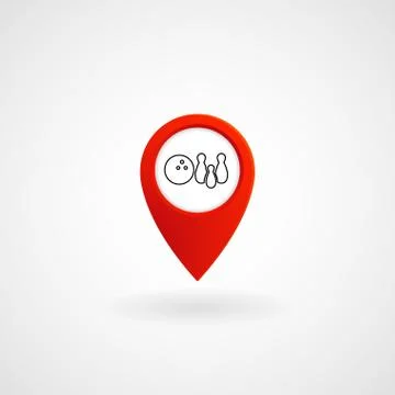 Red Location Icon for Bowling Stock Illustration