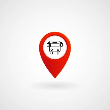 Red Location Icon for Bus Stop Stock Illustration