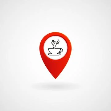Red Location Icon for Cafe Stock Illustration