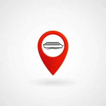 Red Location Icon for Ferry Stock Illustration