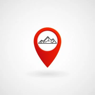 Red Location Icon for Mountain Stock Illustration
