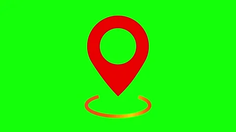 Red location icon Pin pointer animation 4k green screen Stock Footage 279488874