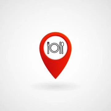 Red Location Icon for Restaurant Stock Illustration