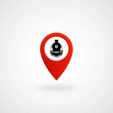 Red Location Icon for Train Station Stock Illustration