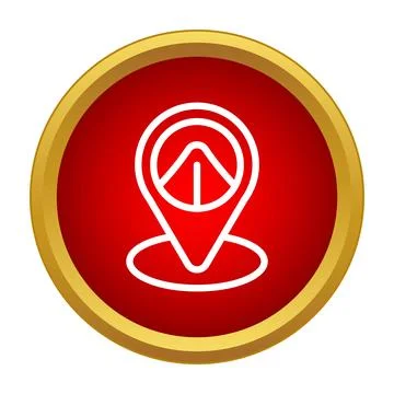 Red location map pin icon with gold rim Stock Illustration