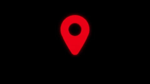 Red location pin on black background Video stock 309913461