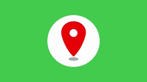 Red Location Pin Circle Green Screen Motion Видео 344764855