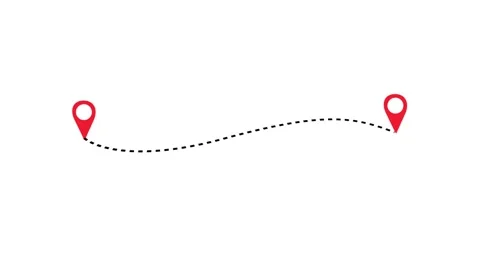 Red Location Pin With A Dashed Line Path On A animation White Background ma.. Stock Footage 321855689